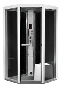 steam shower cubicle / glass / rectangular / with hinged door