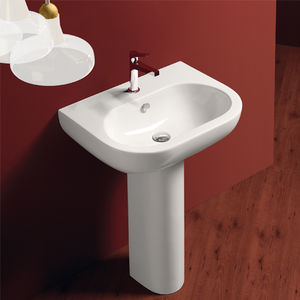 free-standing washbasin / oval / ceramic / contemporary