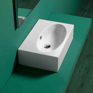 countertop washbasin / rectangular / ceramic / contemporary