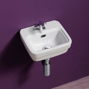 wall-mounted hand basin / rectangular / ceramic / commercial