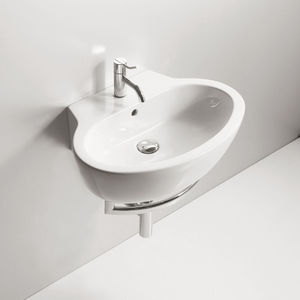 wall-mounted washbasin / oval / ceramic / contemporary