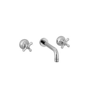 double-handle washbasin mixer tap / built-in / chromed metal / bronze