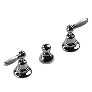 double-handle bidet mixer tap / free-standing / chromed metal / bathroom