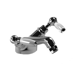 double-handle bidet mixer tap / free-standing / chromed metal / bathroom
