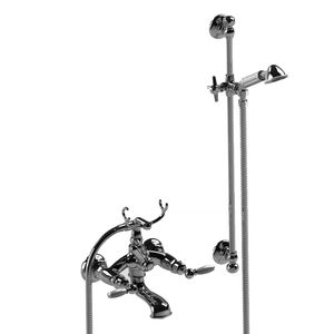 double-handle shower mixer tap / for bathtubs / wall-mounted / chromed metal