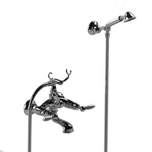 double-handle shower mixer tap / for bathtubs / wall-mounted / chromed metal