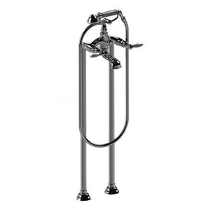 double-handle shower mixer tap / for bathtubs / floor-mounted / chromed metal