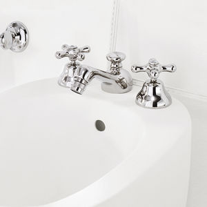 double-handle bidet mixer tap / free-standing / chromed metal / bronze