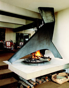 wood-burning fireplace