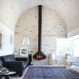 gas fireplace / wood-burning / contemporary / open hearth