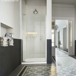 glass shower cubicle / for alcoves / with hinged door
