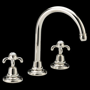 double-handle washbasin mixer tap / free-standing / countertop / chromed metal
