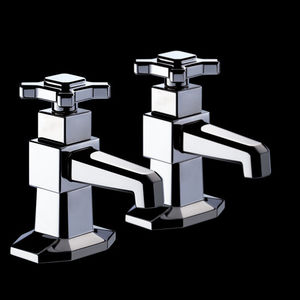 double-handle washbasin mixer tap / free-standing / metal / bathroom
