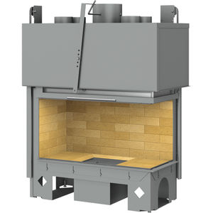 closed wood hearth / corner / metal / with retractable door