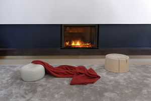 closed wood hearth / 1-sided / metal / with retractable door