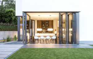 bi-folding patio door / aluminum / double-glazed / acoustic