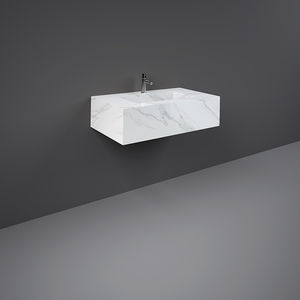 wall-mounted washbasin / rectangular / ceramic / contemporary