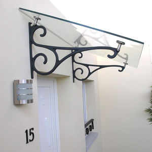 door canopy / aluminum / glass