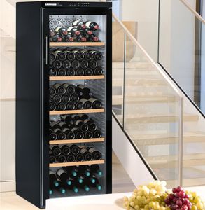steel wine cabinet / glazed / multi-temperature / integrated lighting