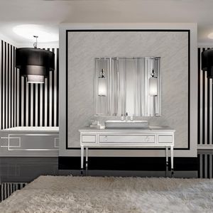 free-standing washbasin cabinet / wooden / steel / resin
