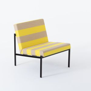 contemporary fireside chair / fabric / leather / steel