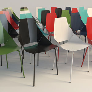 contemporary chair / leather / copper / powder-coated steel