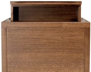 contemporary bedside table / American walnut / rectangular