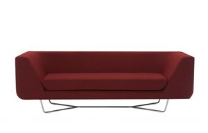 contemporary sofa / leather / hardwood / fabric