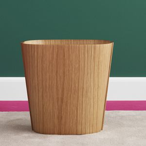 wooden trash can