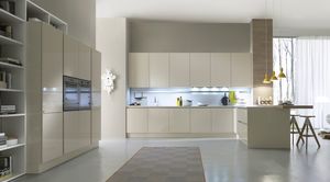 contemporary kitchen / wooden / lacquered / high-gloss