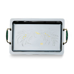 polished stainless steel serving tray