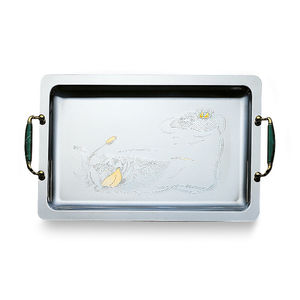 polished stainless steel serving tray
