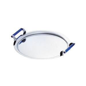 polished stainless steel serving tray