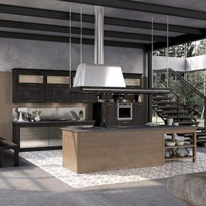 traditional kitchen / wooden / island / with handles