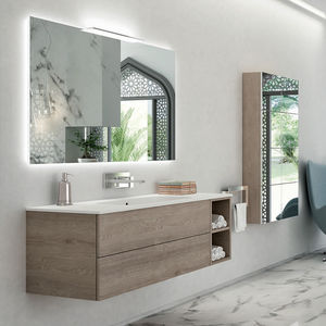 wall-mounted bathroom mirror / illuminated / contemporary / rectangular