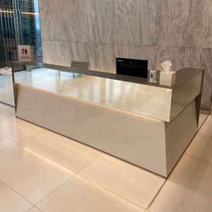 L-shaped reception desk