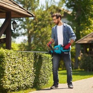battery-powered hedge trimmer