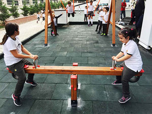 wooden seesaw