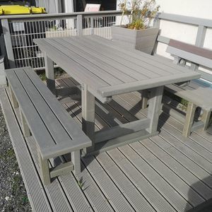contemporary table and bench set