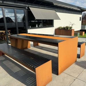 contemporary table and bench set
