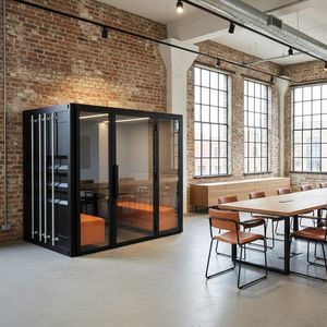 office pod with built-in lighting