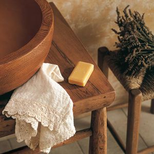oak vanity top / with towel rack