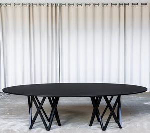 contemporary dining table / HPL / rectangular / round