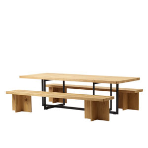 contemporary bench and table set