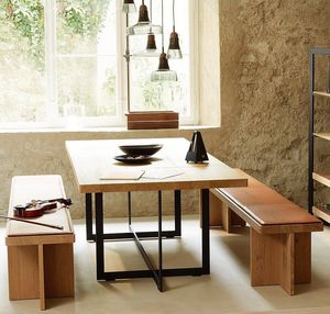 contemporary bench and table set