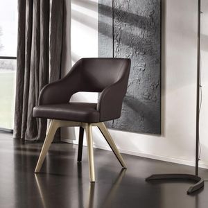 contemporary chair / with armrests / upholstered / iron