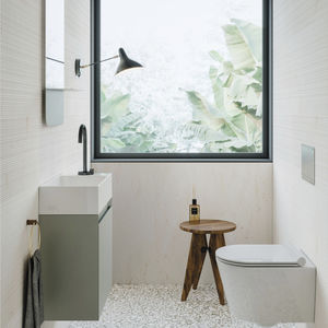 wall-mounted washbasin / rectangular / ceramic / contemporary