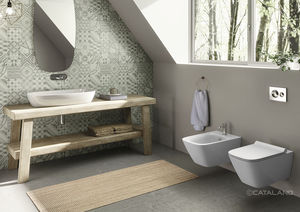 countertop washbasin / oval / ceramic / commercial