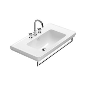 wall-mounted washbasin / rectangular / ceramic / metal