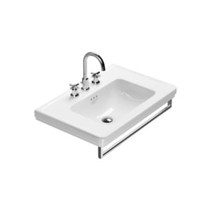 wall-mounted washbasin / rectangular / ceramic / metal